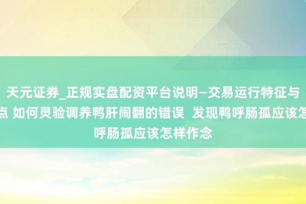天元证券_正规实盘配资平台说明—交易运行特征与参考要点 如何灵验调养鸭肝闹翻的错误  发现鸭呼肠孤应该怎样作念